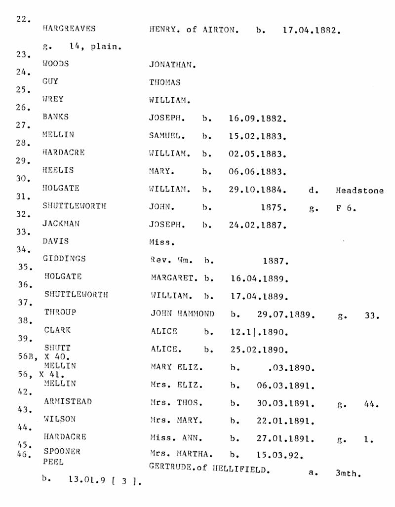 FD-BCMI 24 - P23.jpg - Long Preston Baptist Church -  Index of Burial Register in Date Order   - 1882 to 1892